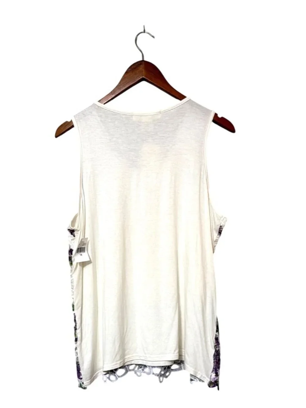 NWT Studio West White & Purple Floral Lace Tank Top 1X Rayon/Spandex Sleeveless - Picture 2 of 5